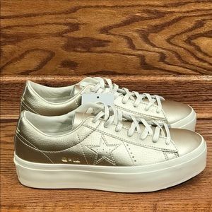 Converse One Star Platform Ox Gold Egret Shoes
